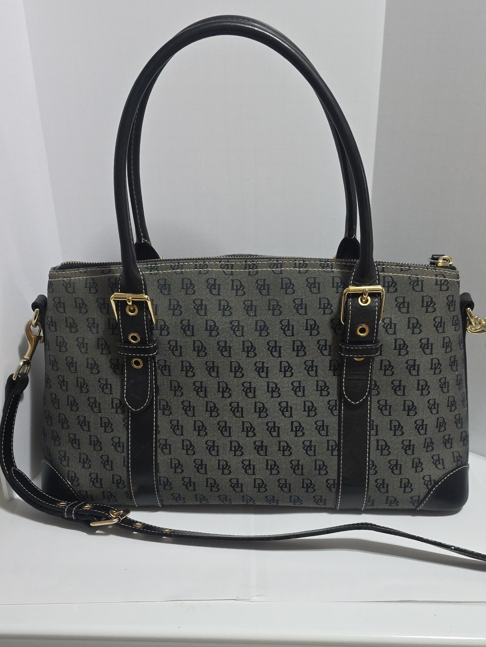 Dooney & Bourke Black and Gray Monogram Satchel